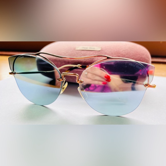 Miu Miu Accessories Miu Miu Blue Mirrored Gold Frame Very Light